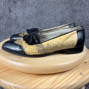 Vintage De La Rentis Genuine Snakeskin Loafer Mens Size 9 Tasseled Leather Shoe